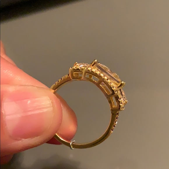 Savvy Cie 18K Gold Vermeil Radiant Cut 3Stone Ring - Picture 10 of 16